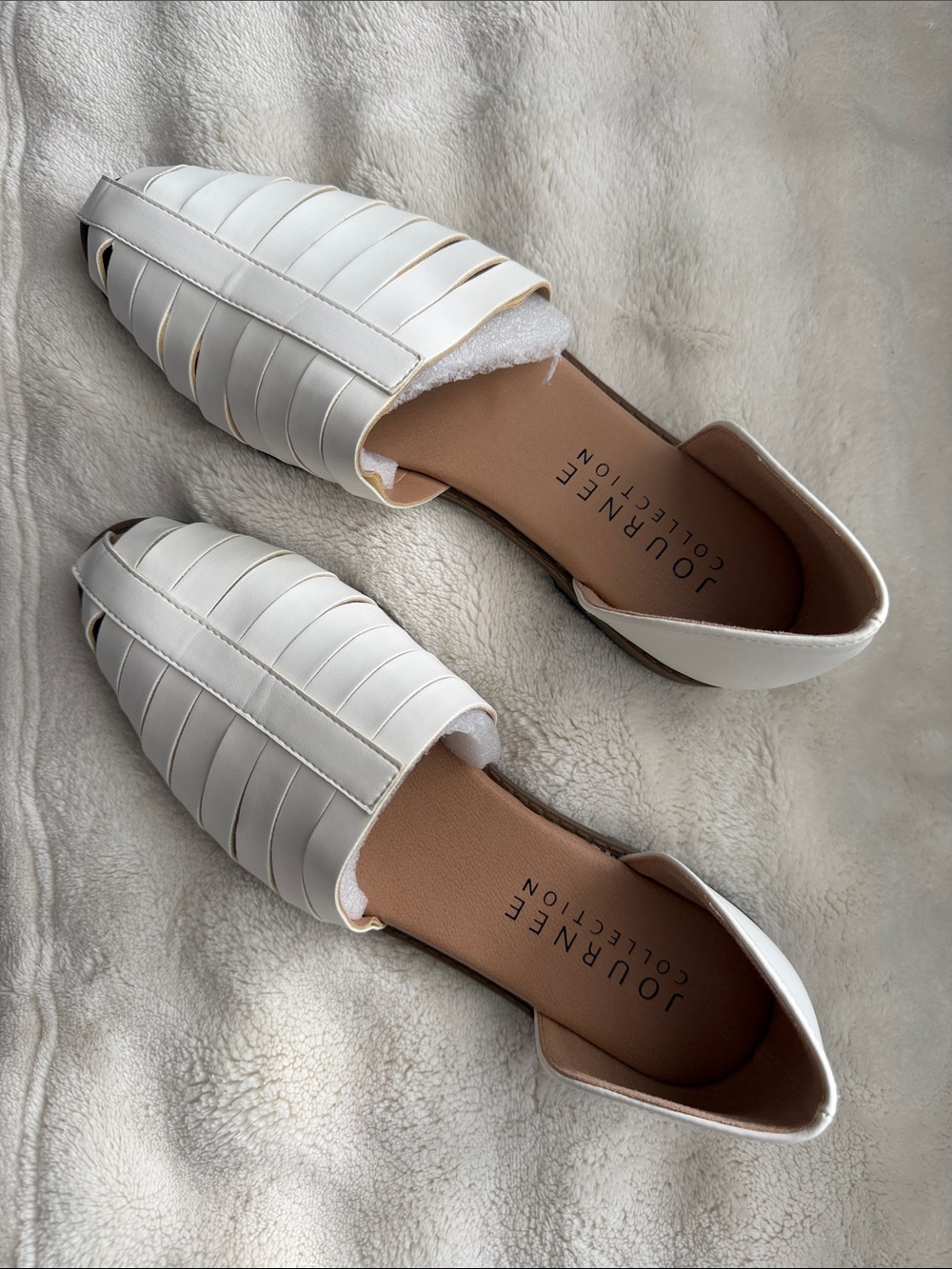 NWOT White Woven D'Orsay Flats - Sz 7